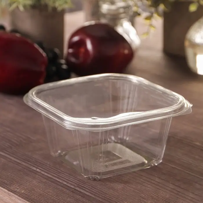 Контейнер одноразовый с неразъёмной крышкой КР-СК, пластик, 500 мл, 13.7×14.2×6.8 см, прозрачный