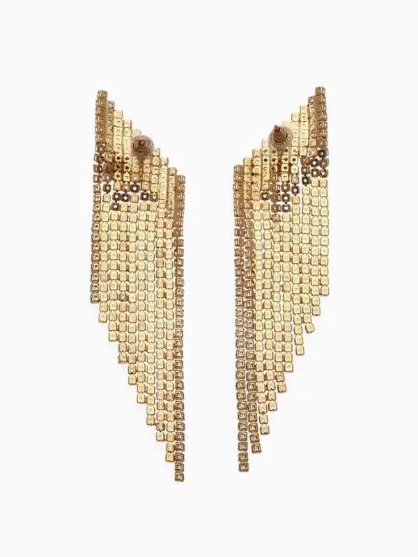 Серьги висячие со стразами &laquo;Вечное сияние&raquo;, лесенка, белые в золоте