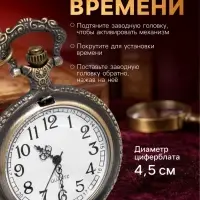 Часы карманные &laquo;Поезд&raquo;, кварцевые, цепочка l-40 см, d=4.5 см