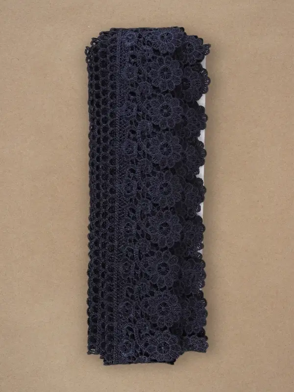 Кружево гипюровое, 60 мм, 6.8&plusmn;0.5 м, тёмно-синее