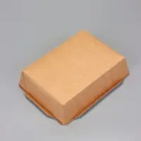 Салатник одноразовый, контейнер с плоской прозрачной крышкой, крафт, 1 л,, 20&times;14&times;5.5 см