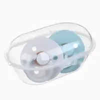 Соски-пустышки, от 0 мес., латекс, классические, в контейнере, набор из 2 шт., серо-синий/серый, M&B