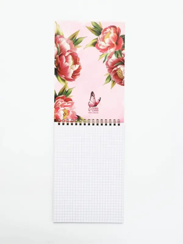 Блокнот А5, 40 листов на гребне "Розовые пионы"