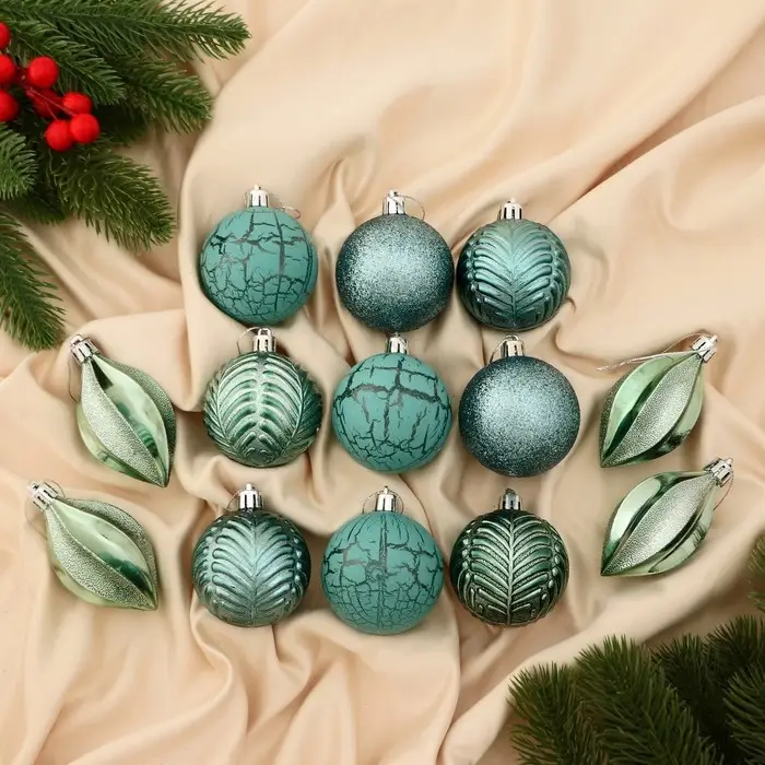 Ёлочные игрушки «Мелодия», пластиковые, набор 13 шт., 6 см, зелёный Ёлочные игрушки «Мелодия», пластиковые, набор 13 шт., 6 см, зелёный