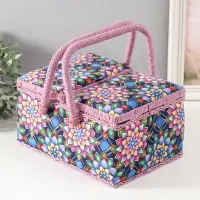 Шкатулка для рукоделия и шитья &laquo;Цветы калейдоскопа&raquo;, хранение ниток, иголок, мелочи, 19&times;26&times;14.5 см