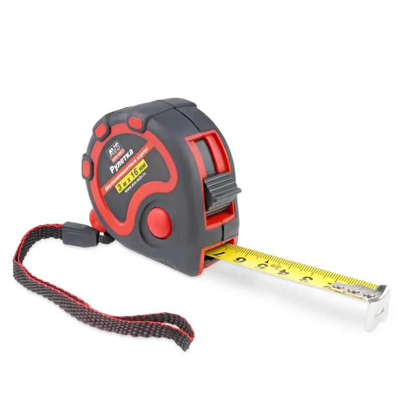 Рулетка 3м х 16 мм двухкомпонентный корпус (3 фиксатора) AVS MT3016R