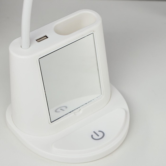 Лампа настольная с зеркалом 91023/1 LED 5Вт USB AKB 3 режима диммер белый 12х10,5х43 см RISALUX  473