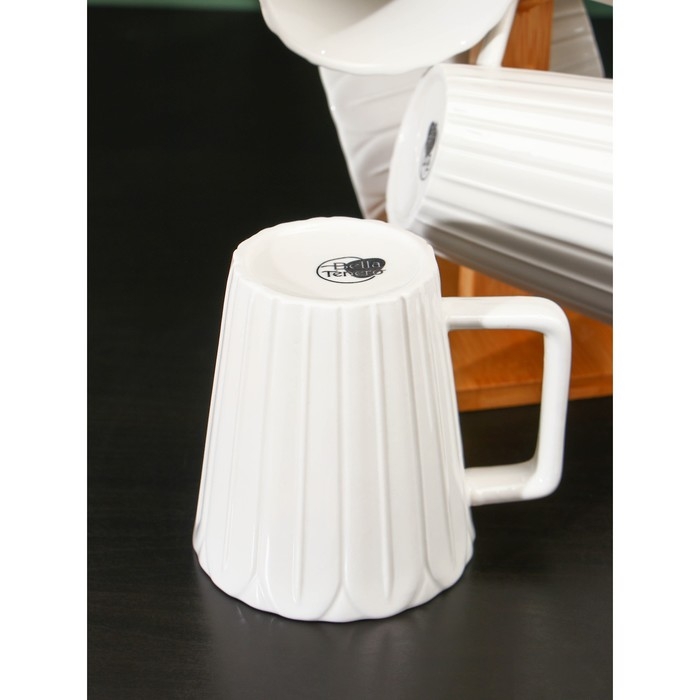 Набор фарфоровых кружек на бамбуковой подставке BellaTenero «Тюльпан», 6 предметов: 300 мл, цвет белый Набор фарфоровых кружек на бамбуковой подставке BellaTenero «Тюльпан», 6 предметов: 300 мл, цвет белый