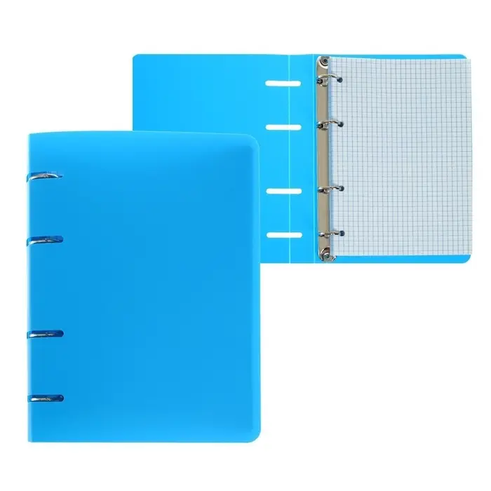 Тетрадь на кольцах Calligrata A5, 120 листов, в клетку, пластиковая обложка, блок офсет, голубая