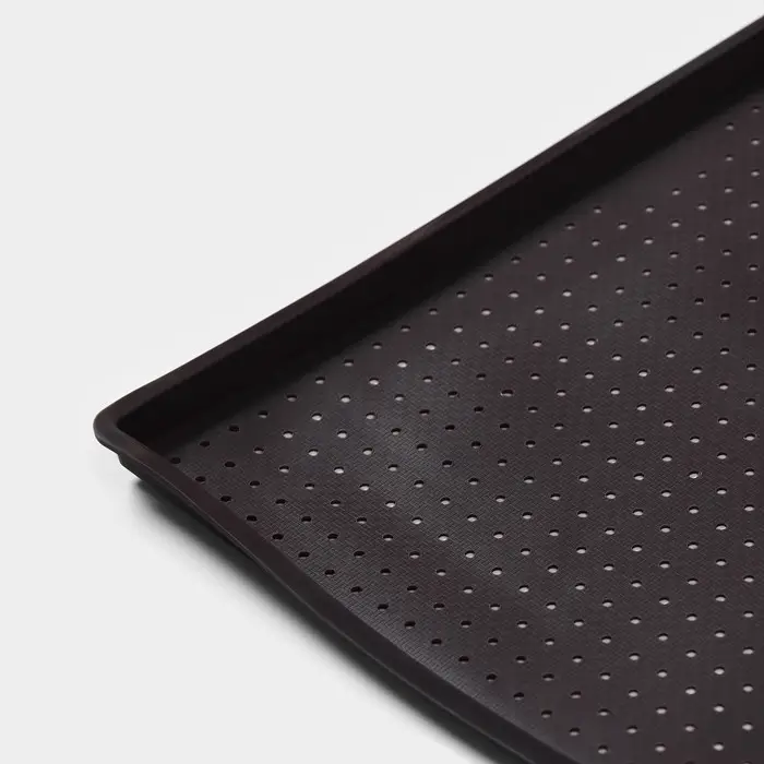 Коврик перфорированный прямоугольный Доляна, силикон, 40&times;31&times;1 см, тёмно-коричневый