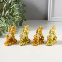 Сувенир полистоун "Слон на монетах и слитках" набор 4 шт золото 2,5х5х5 см