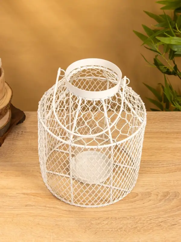 Подсвечник фонарь со стеклянной колбой 20х20х26 см, d 10 см, металл, цв. белый