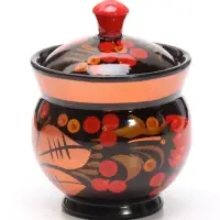 Солонка с крышкой &laquo;Ягодка&raquo;, 9&times;6.5 см, хохлома, дерево, МИКС