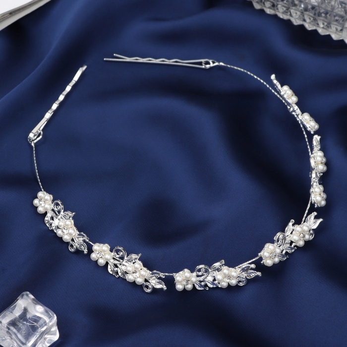 Аксессуар для волос Аксессуар для волос "Джуди" цветок нежность, 26 см, серебро