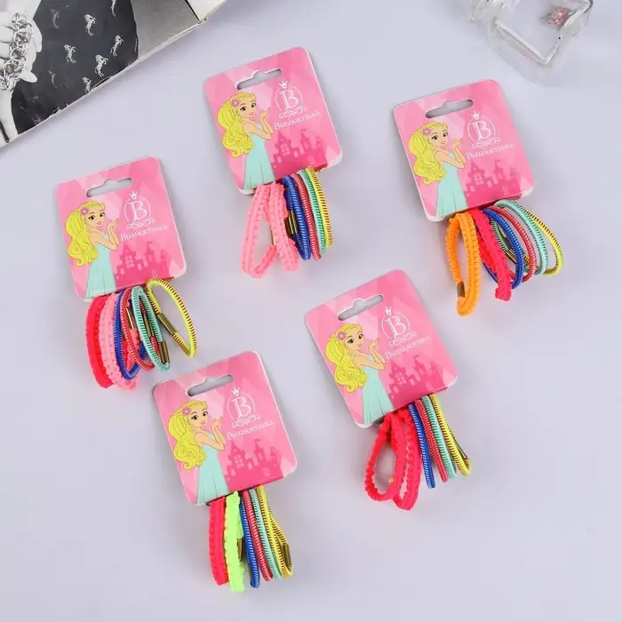 Резинка для волос Резинка для волос "Грандиент" (набор 6 шт) кружево, 4,5 см, микс