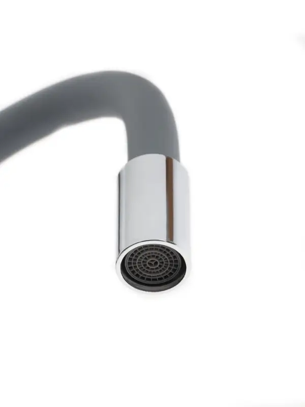 Смеситель для кухни ZEIN Z2115, однорычажный, гибкий излив, картридж 40 мм, серый/хром