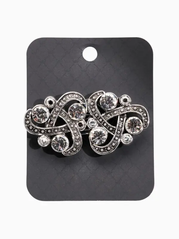 Зажим для кардигана Зажим для кардигана "Ажур", узел, цвет белый в чернёном серебре