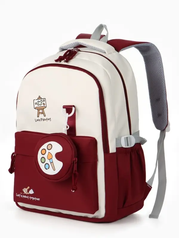 Рюкзак 33*14*43 см, 2 отд, 4 н/карм, +Кошелек, Рисунок, бордовый/белый