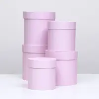 Набор круглых подарочных коробок 5 в 1 &laquo;Пыльная роза&raquo;, 20&times;20 - 15&times;15