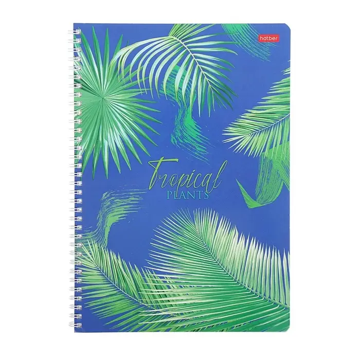 Тетрадь А4, 96 листов в клетку на гребне &laquo;Тропические листья&raquo;, обложка мелованный картон, блок офсет, МИКС