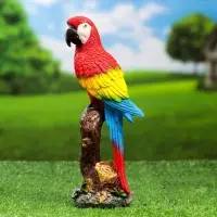 Садовая фигура из полистоуна &laquo;Красный ара на коряге&raquo;, 9.5&times;7&times;24 см