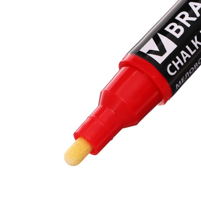 Маркер сухостираемый меловой для гладких поверхностей, 5 мм, BRAUBERG Маркер сухостираемый меловой для гладких поверхностей, 5 мм, BRAUBERG "POP-ART", флуоресцентный красный