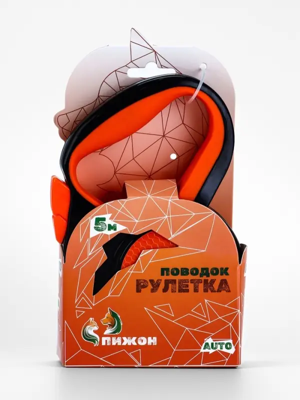 Рулетка &laquo;Пижон&raquo;, 5 м, до 25 кг, светоотражающая, трос, прорезиненная ручка, оранжевая