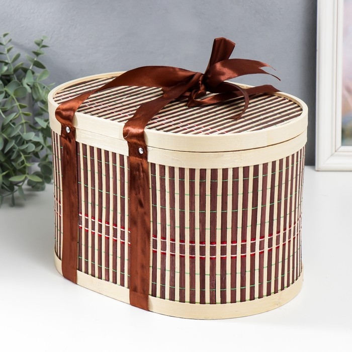 Шкатулка бамбук Шкатулка бамбук "Бант" овальная 19х20х30 см