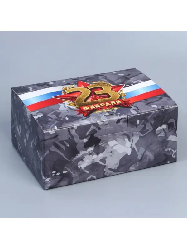 Коробка подарочная сборная, упаковка, &laquo;23 февраля&raquo;, 22&times;15&times;10 см