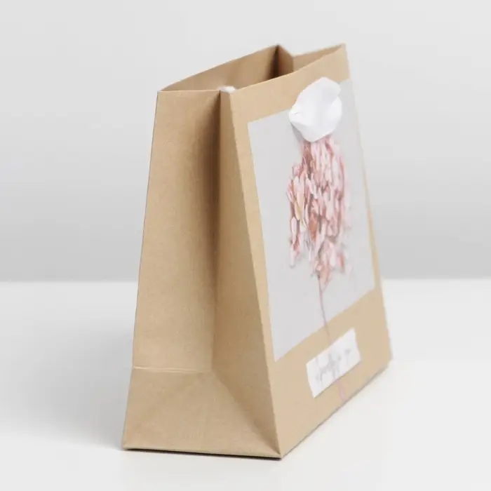 Пакет подарочный крафтовый, упаковка, «Цветы», S 15 х 12 х 5.5 см Пакет подарочный крафтовый, упаковка, «Цветы», S 15 х 12 х 5.5 см