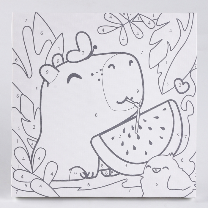 Картина по номерам для детей «Капибара с арбузом», 17х17 см Картина по номерам для детей «Капибара с арбузом», 17х17 см