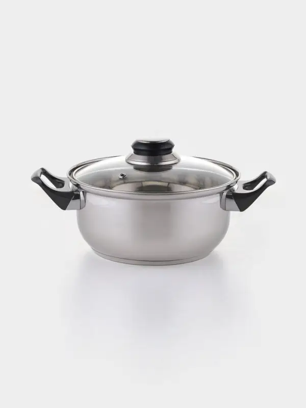 Набор посуды &laquo;Чёрная ночь&raquo;, 8 предметов: кастрюли 1.5 л, 2 л, 3 л, сковородка d=24 см, 4 крышки, индукция, нержавеющая сталь