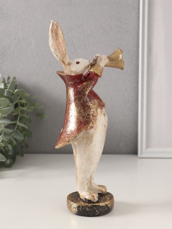 Сувенир полистоун Сувенир полистоун "Кролик в пиджаке с трубой" 7,5х9х25 см