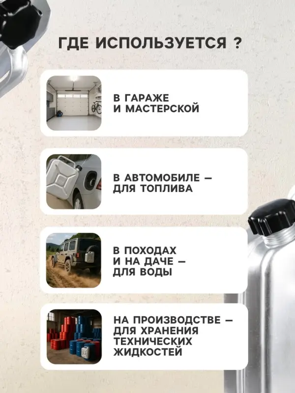 Канистра алюминиевая с крышкой, 10 л, МИКС