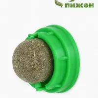 Игрушка для кошек из кошачьей мяты "Кот" на основании, 4,5х4,8х4,8 см, зеленая