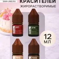 Набор гелевых жирорастворимых пищевых красителей Art Color choco paint, 4 цвета, 12 мл