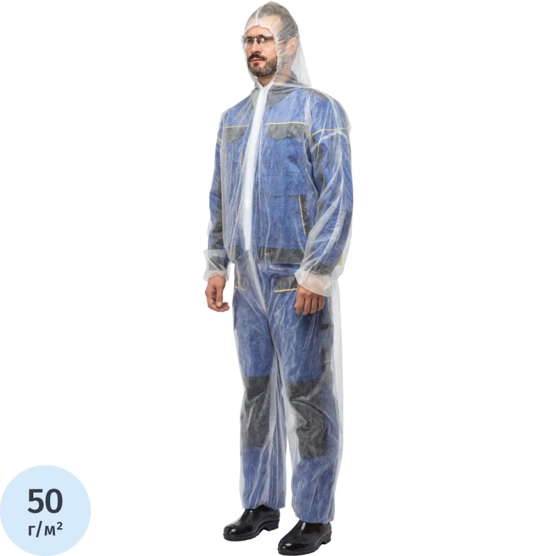 Комбинезон одноразовый Каспер 50 гр/м2 ламинированный белый р-р XL 1 шт/уп