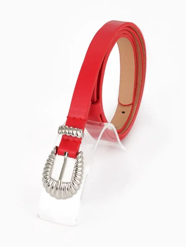 Ремень женский, без винта, 1.5&times;110 см, 1 прокол, пряжка серебро, красный