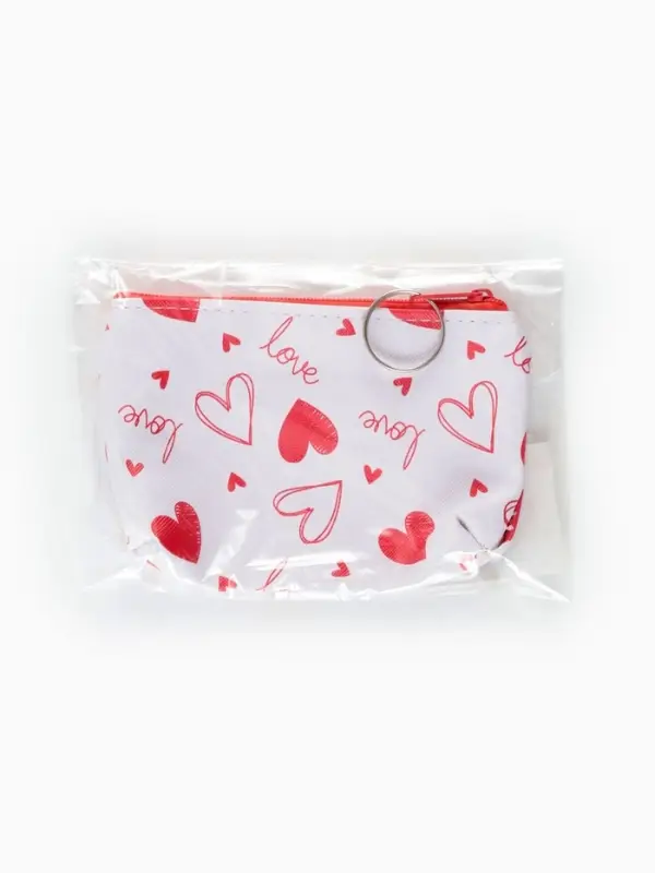 Кошелёк-монетница на молнии, 12&times;3.5&times;9 см, белый/красный