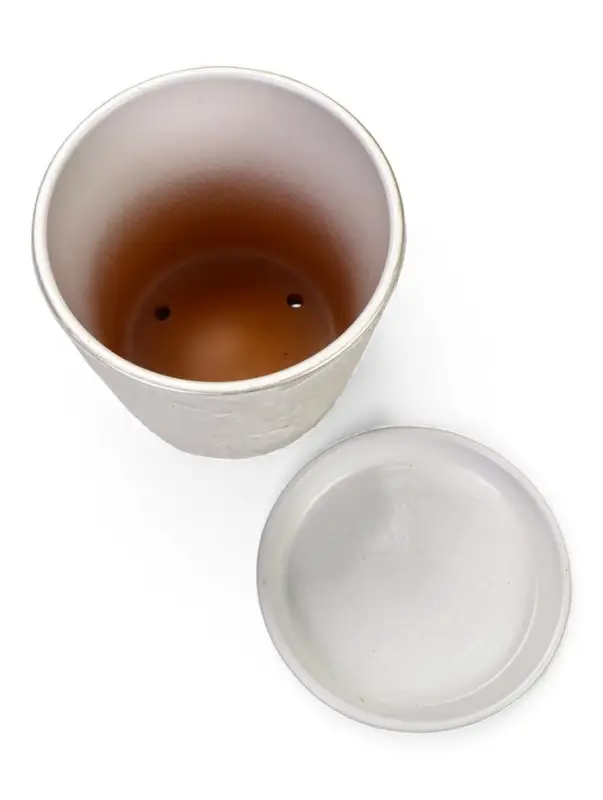 Горшок цветочный с поддоном 2,6 л, d18/h16 см белый керамика, Горшок цветочный с поддоном 2,6 л, d18/h16 см белый керамика, "Венера" (М)