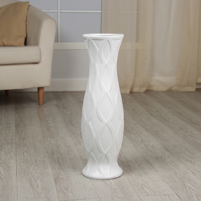 Ваза керамика напольная Ваза керамика напольная "День ночь" коса, 60 см, белый