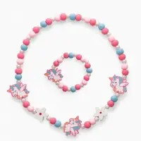 Набор детских украшений Выбражулька &laquo;Единорожки милые&raquo;, 2 предмета: бусы, браслет, розовый