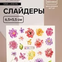 Слайдеры для ногтей «Пионы», разноцветные