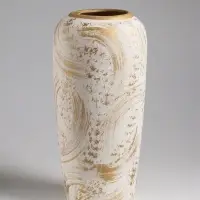 Ваза настольная керамика "Сэнс" 28,5х13 см, бело-золотой