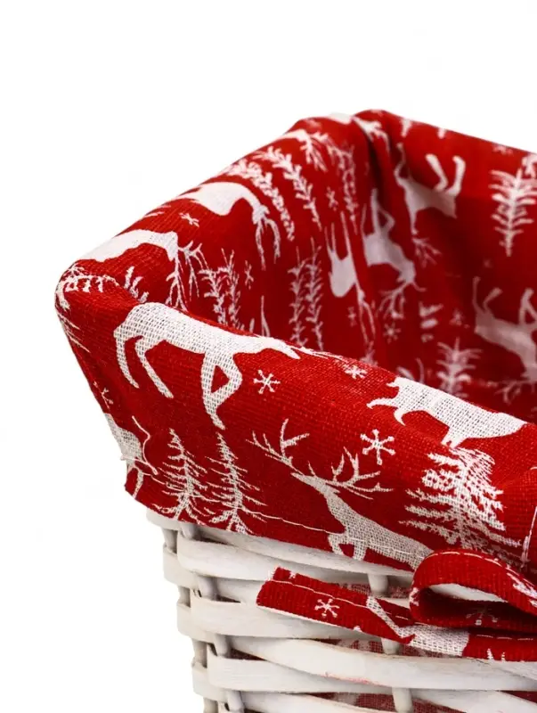 Корзина плетеная 37 х 28 х 18 см, ручка h=13 см белая, НГ ткань красный Корзина плетеная 37 х 28 х 18 см, ручка h=13 см белая, НГ ткань красный