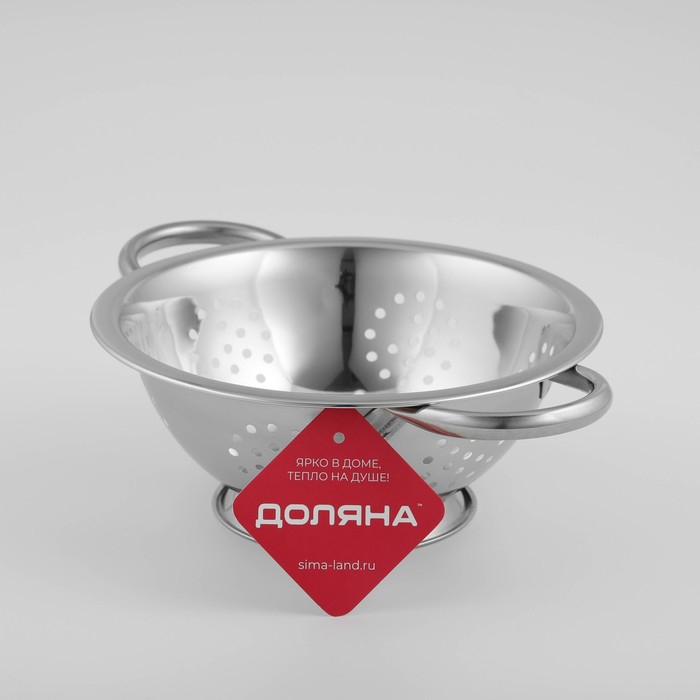 Дуршлаг из нержавеющей стали Доляна «Индия», 1,1 л, d=20 см, на ножке, две ручки Дуршлаг из нержавеющей стали Доляна «Индия», 1,1 л, d=20 см, на ножке, две ручки