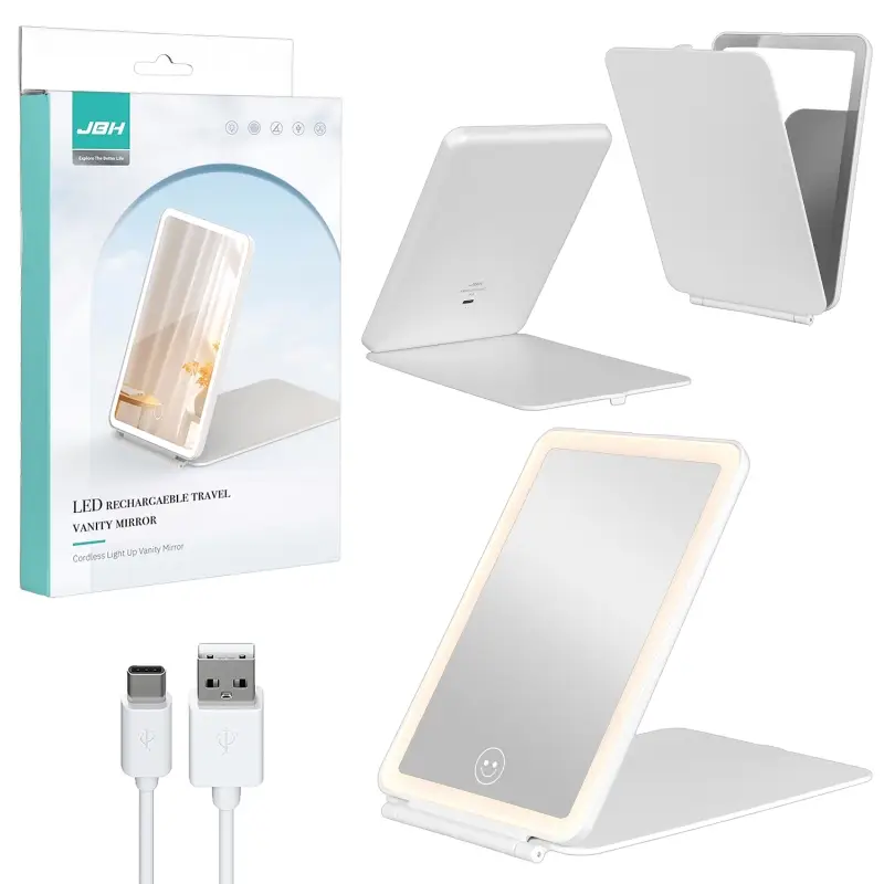 Настольное зеркало для макияжа с подсветкой A4 JBH белое