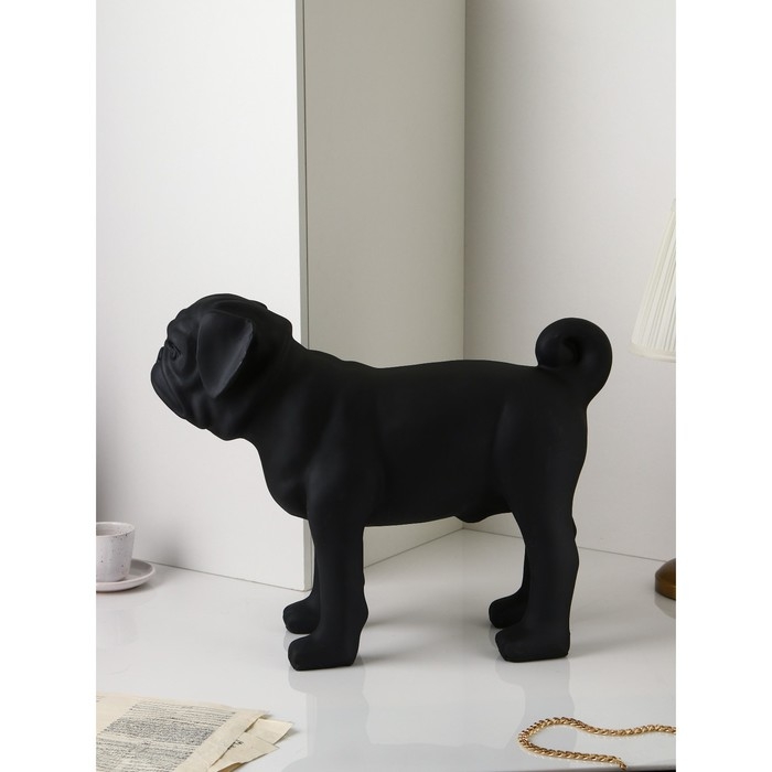 Фигура «Мопс», полистоун, 48 см, цвет чёрный матовый Фигура «Мопс», полистоун, 48 см, цвет чёрный матовый