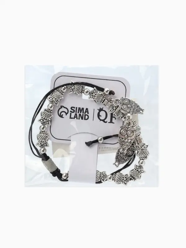 Браслет металл &laquo;Марджери. Совы&raquo;, d=6 см, затягивающийся, цвет серебро