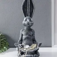 Фигура - подставка для мелочей &laquo;Заяц с лотосом&raquo;, 20&times;16&times;43 см, античный